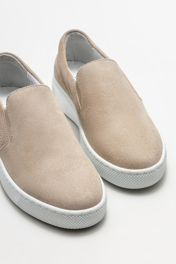 Bej deri kadın spor ayakkabı - Elle Shoes