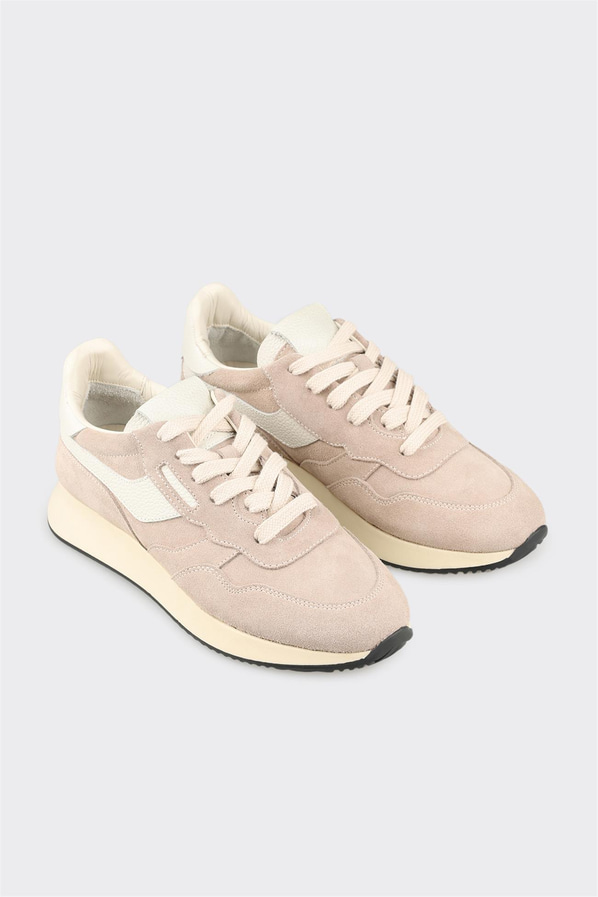 Bej Deri Kadın Spor Ayakkabı