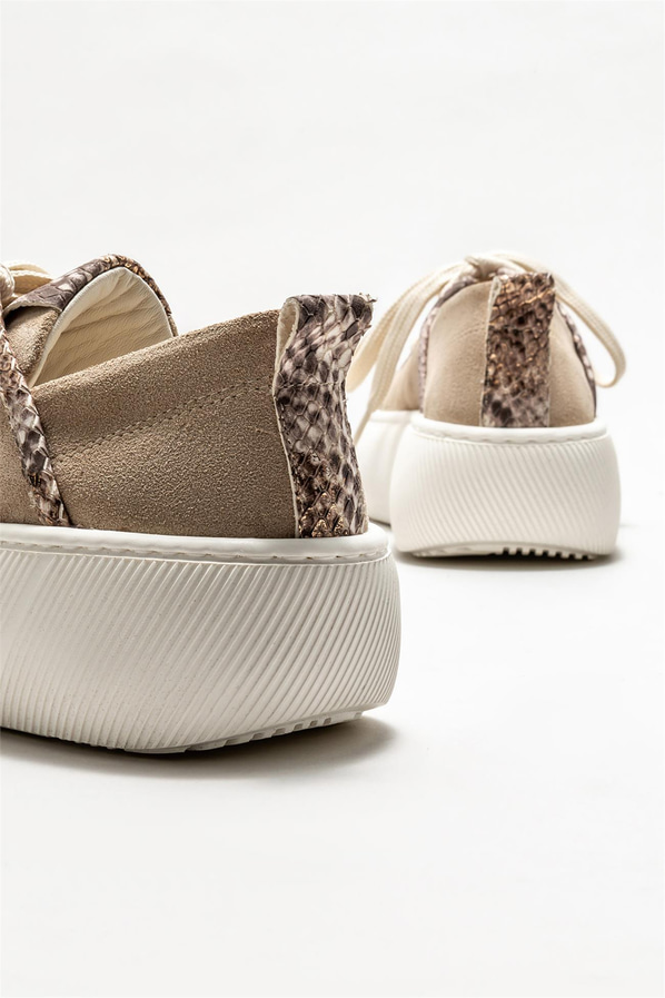 Bej deri kadın sneaker - Elle Shoes