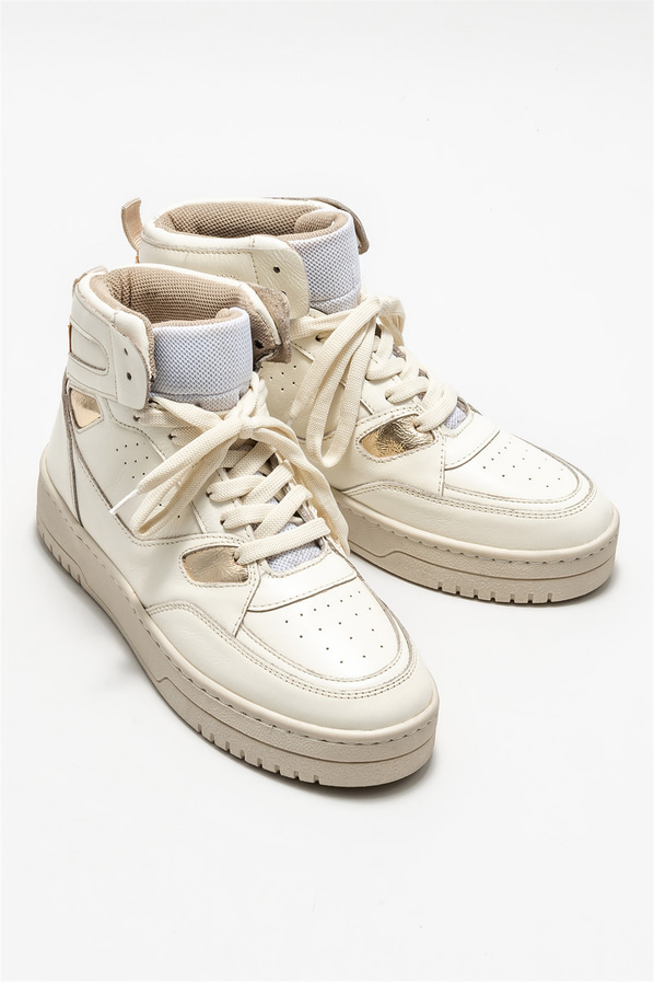 Bej deri kadın bot - Elle Shoes