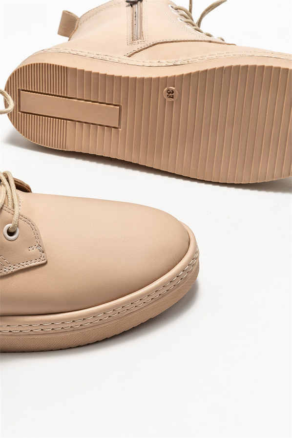 Bej deri kadın bot - Elle Shoes