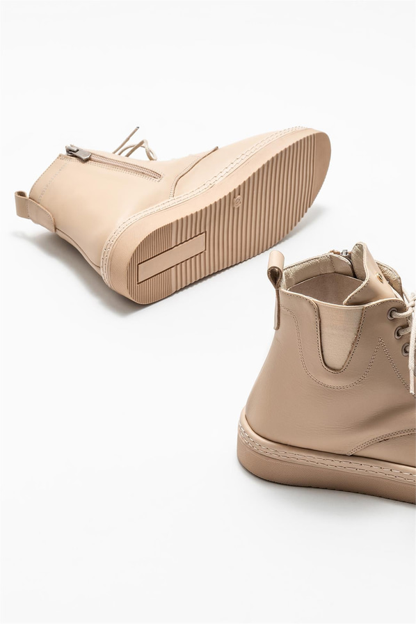 Bej deri kadın bot - Elle Shoes