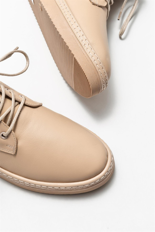 Bej deri kadın bot - Elle Shoes