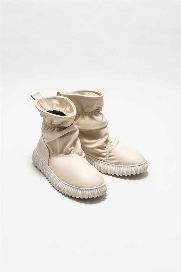 Bej deri kadın bot - Elle Shoes