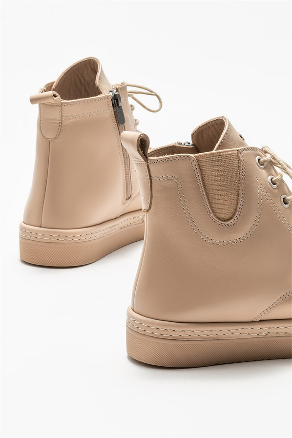 Bej deri kadın bot - Elle Shoes