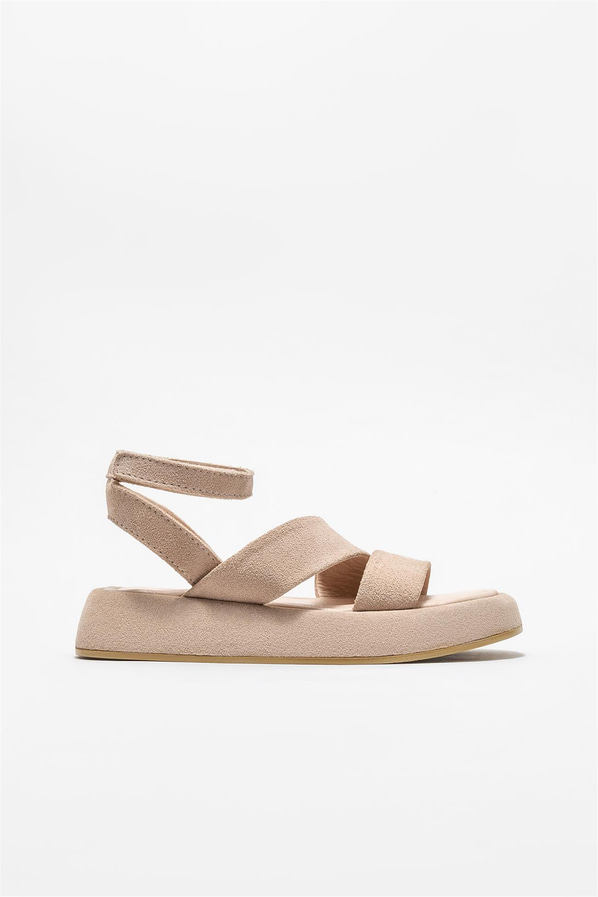 Bej deri kadın sandalet - Elle Shoes