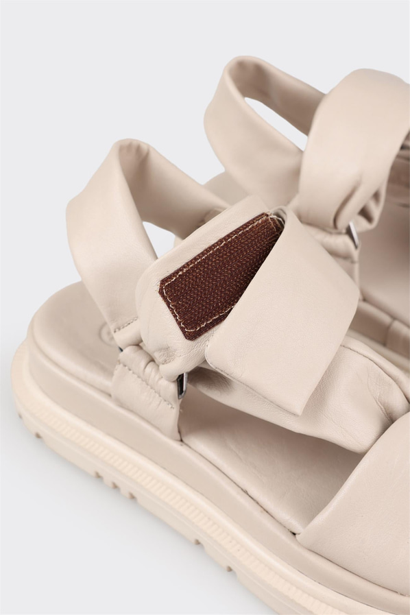 Bej deri kadın sandalet - Elle Shoes