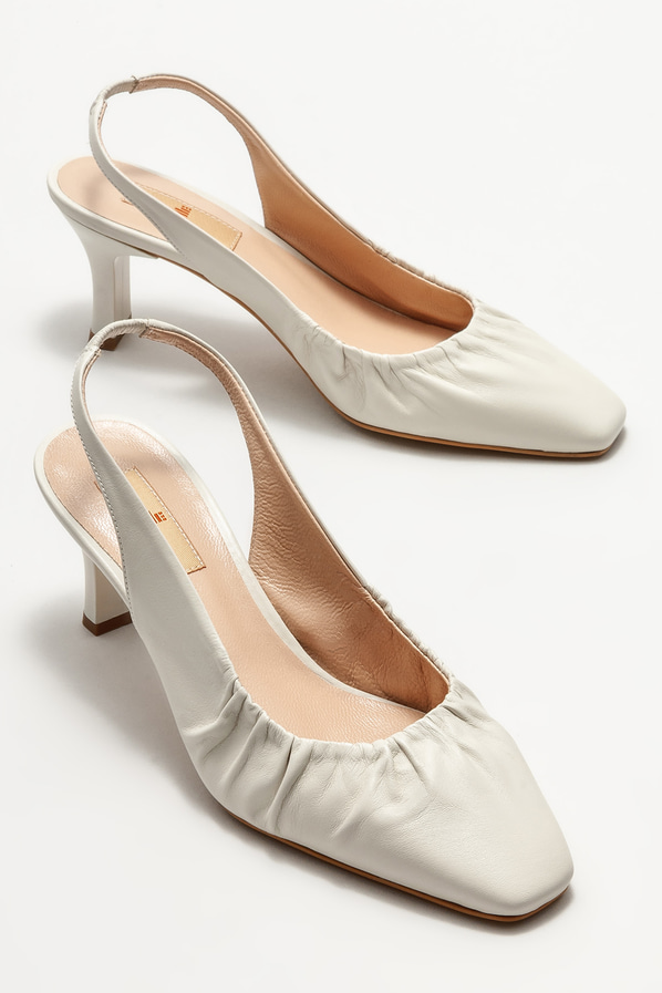 Bej deri kadın stiletto - Elle Shoes