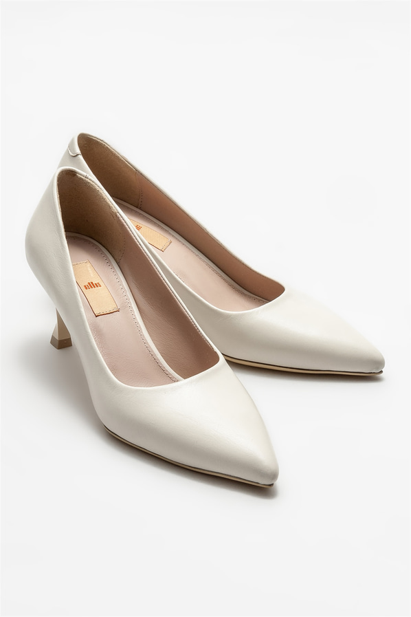 Bej deri kadın stiletto - Elle Shoes