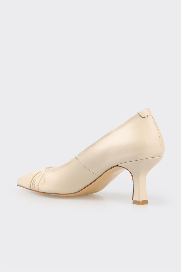 Bej deri kadın stiletto - Elle Shoes