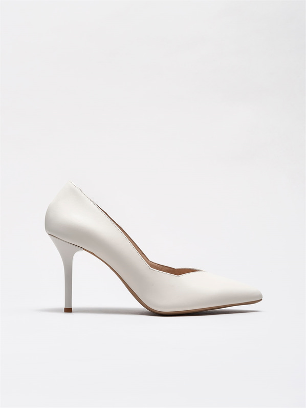 Bej Deri Kadın Stiletto
