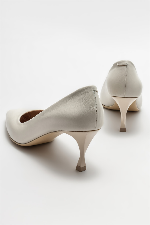 Bej deri kadın stiletto - Elle Shoes