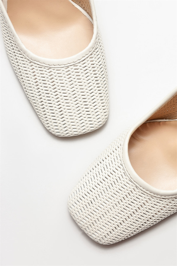 Bej deri topuklu kadın ayakkabı - Elle Shoes