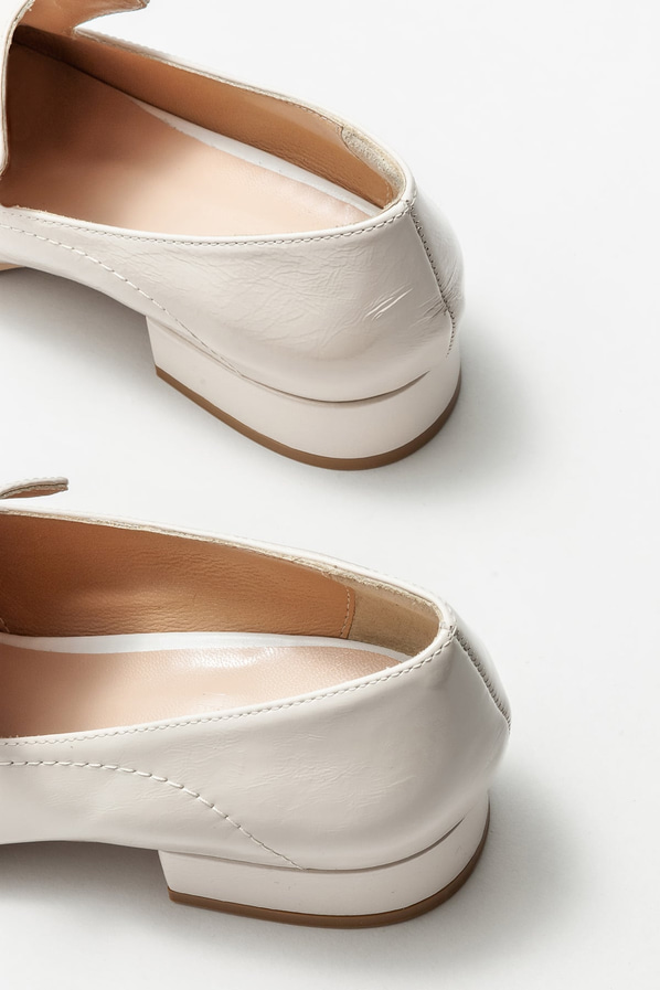 Bej deri topuklu kadın ayakkabı - Elle Shoes