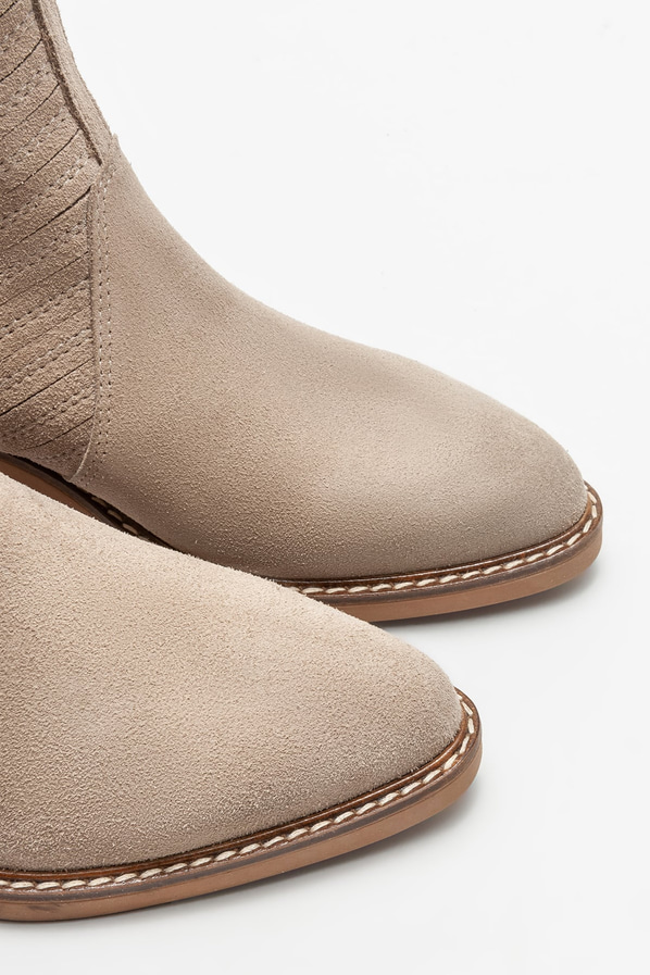 Bej deri topuklu kadın bot - Elle Shoes