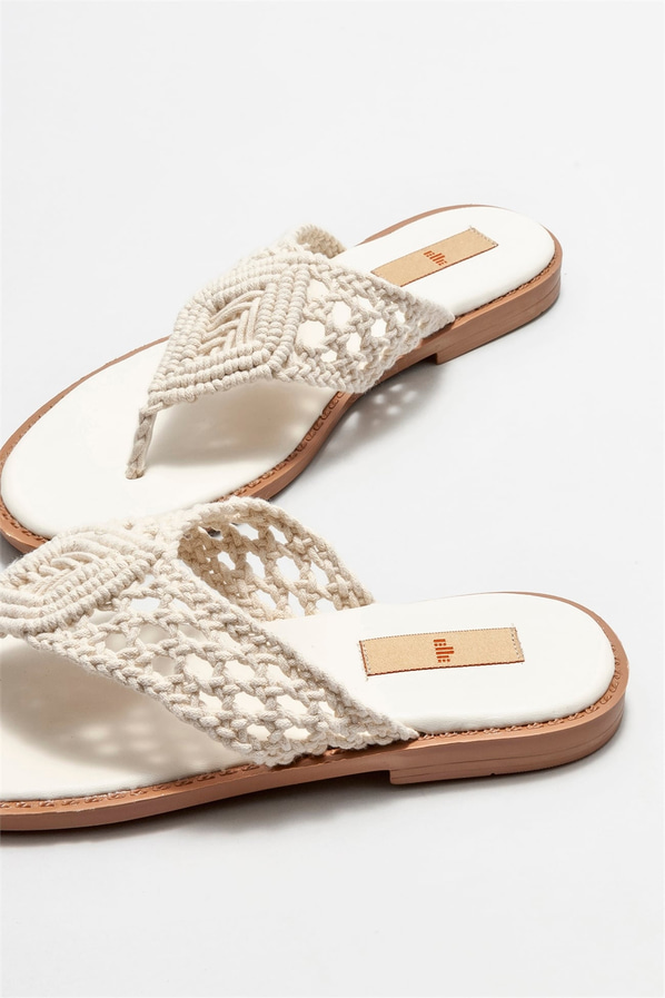 Bej kadın düz terlik - Elle Shoes