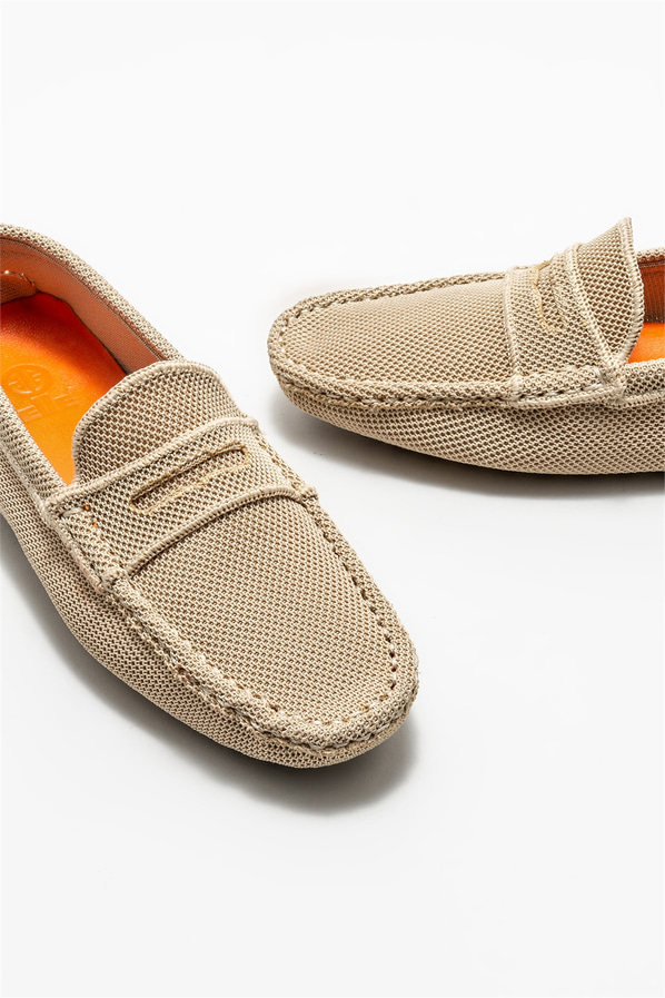Bej erkek loafer, günlük kullanım için - Elle Shoes