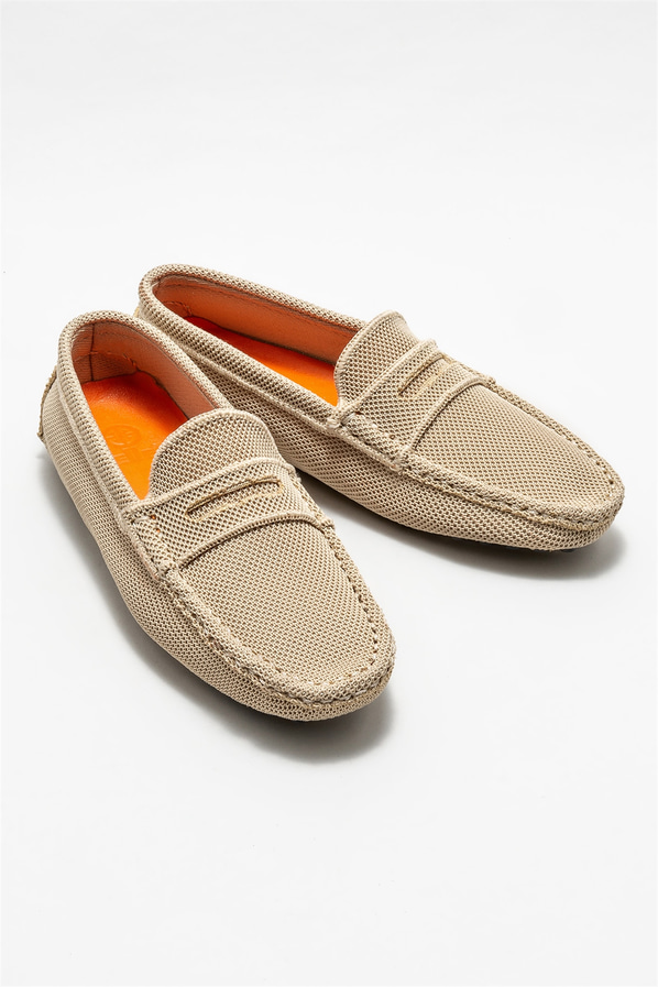 Bej erkek loafer, günlük kullanım için - Elle Shoes