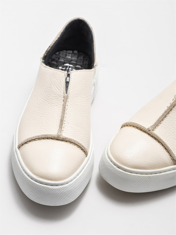 Bej deri kadın spor ayakkabı - Elle Shoes
