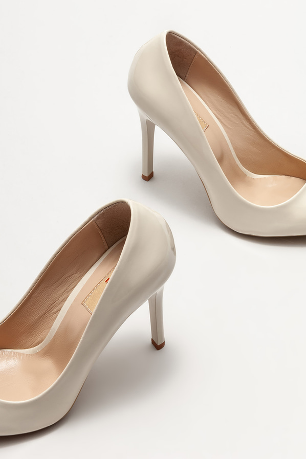Bej deri kadın stiletto - Elle Shoes