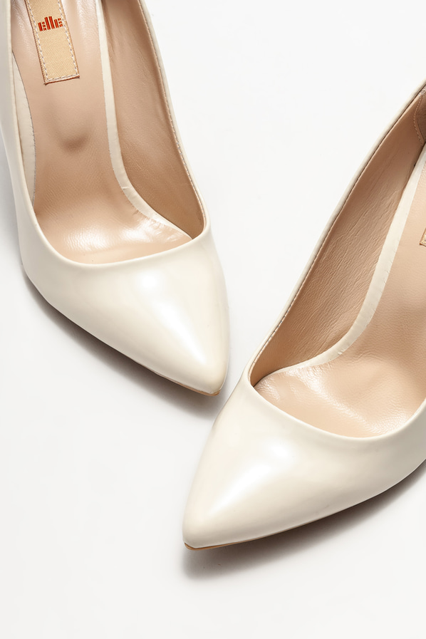 Bej deri kadın stiletto - Elle Shoes