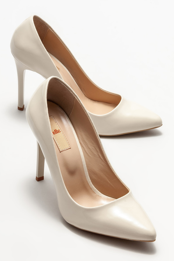 Bej deri kadın stiletto - Elle Shoes