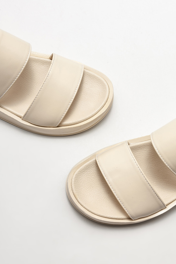 Bej dolgu topuklu kadın sandalet - Elle Shoes