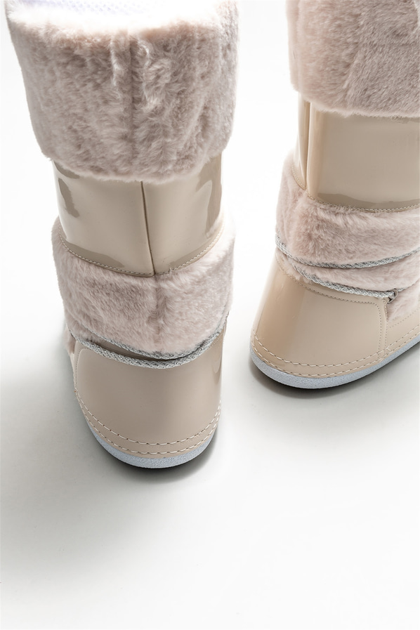 Bej düz kadın çizme - Elle Shoes