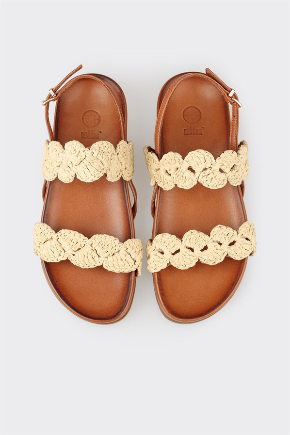 Bej düz kadın sandalet - Elle Shoes