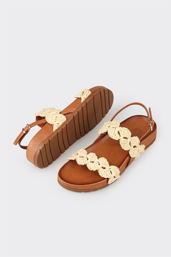 Bej düz kadın sandalet - Elle Shoes