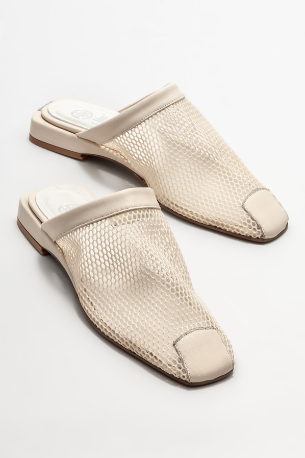Bej düz kadın terlik - Elle Shoes