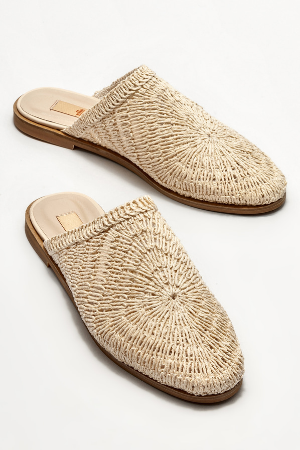Bej düz kadın terlik - Elle Shoes