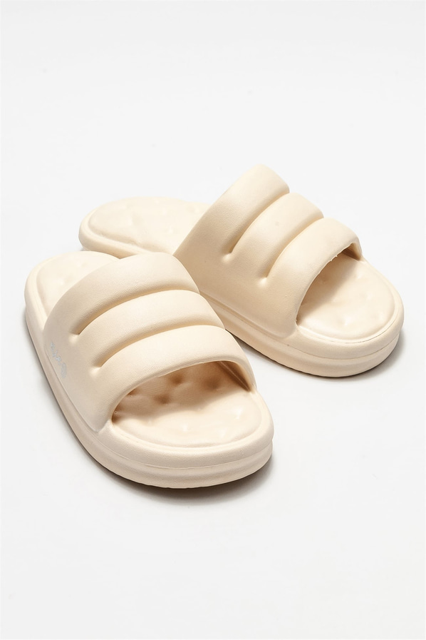 Bej düz kadın terlik - Elle Shoes