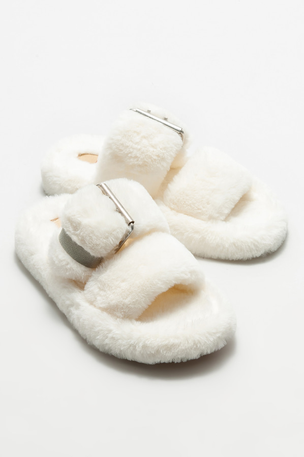 Bej kadın düz terlik - Elle Shoes