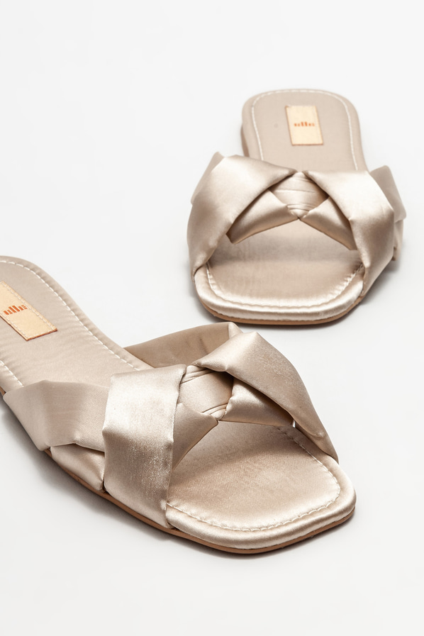 Bej düz kadın terlik - Elle Shoes