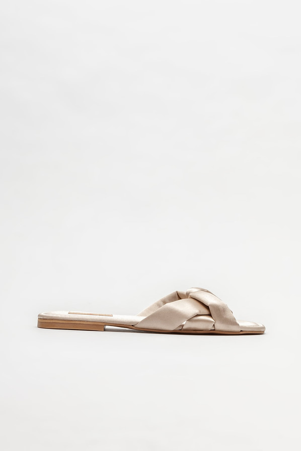 Bej düz kadın terlik - Elle Shoes