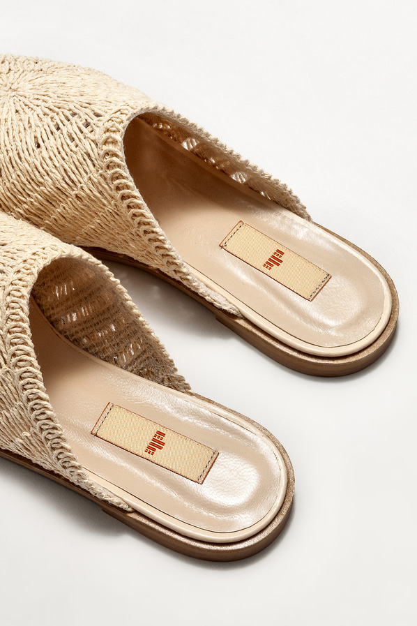 Bej düz kadın terlik - Elle Shoes