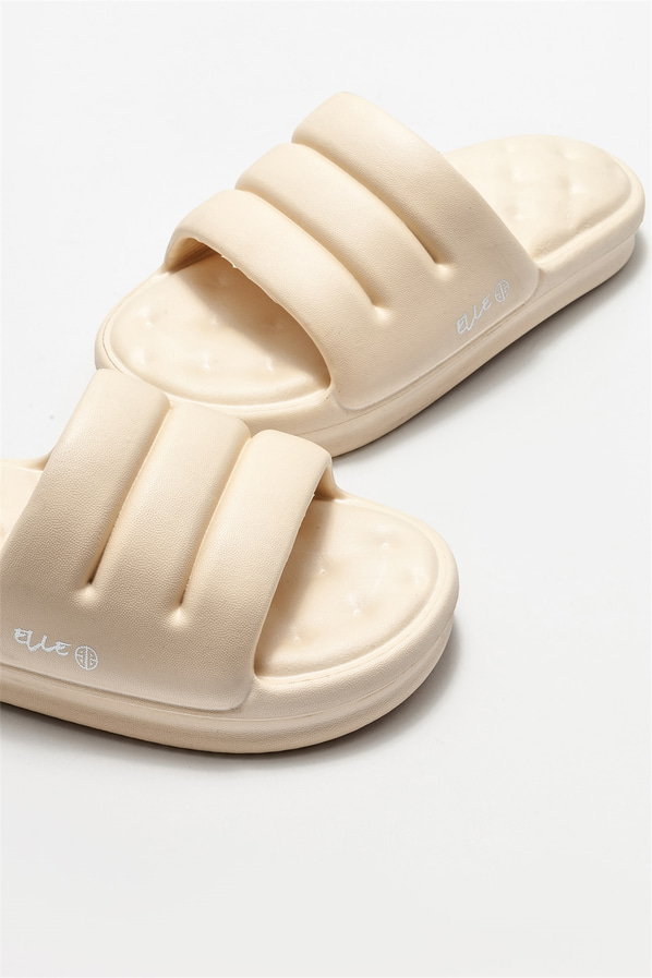 Bej düz kadın terlik - Elle Shoes