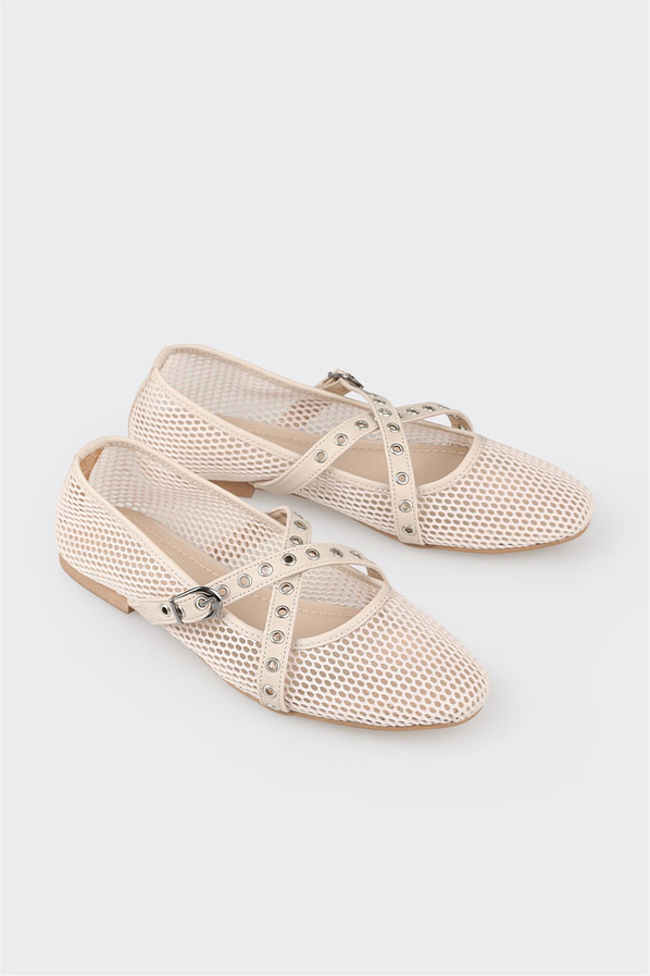 Bej kadın babet, günlük kullanım için - Elle Shoes