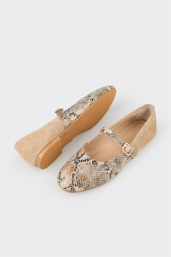 Bej kadın babet, günlük kullanım için - Elle Shoes