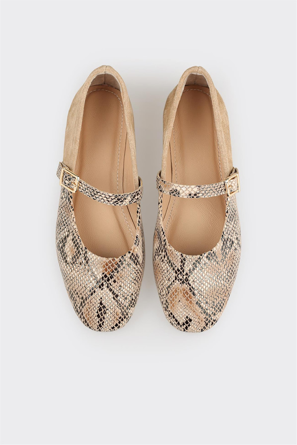 Bej kadın babet, günlük kullanım için - Elle Shoes