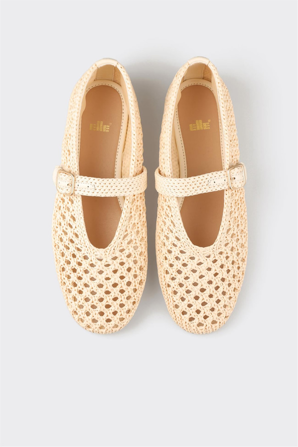Bej kadın babet, ofis stili için - Elle Shoes