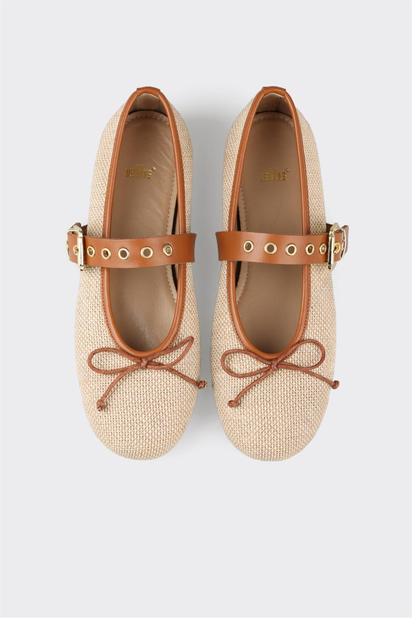 Bej kadın babet, günlük kullanım için - Elle Shoes