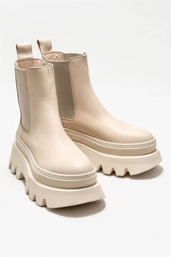 Bej kadın chelsea bot, günlük kullanım için - Elle Shoes