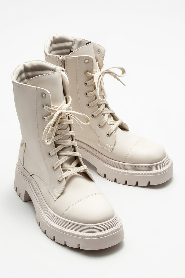 Bej düz kadın bot, günlük kullanım için - Elle Shoes