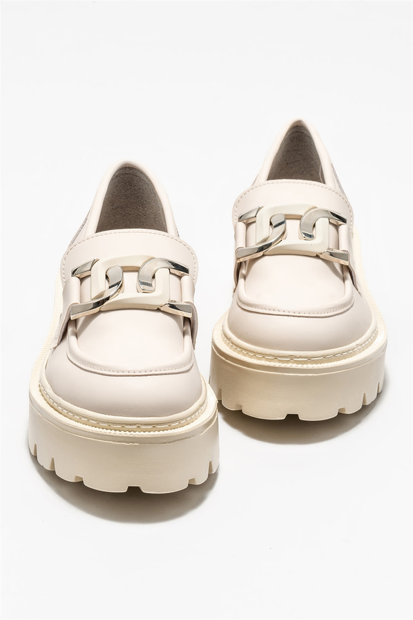 Bej kadın loafer, günlük kullanım için - Elle Shoes