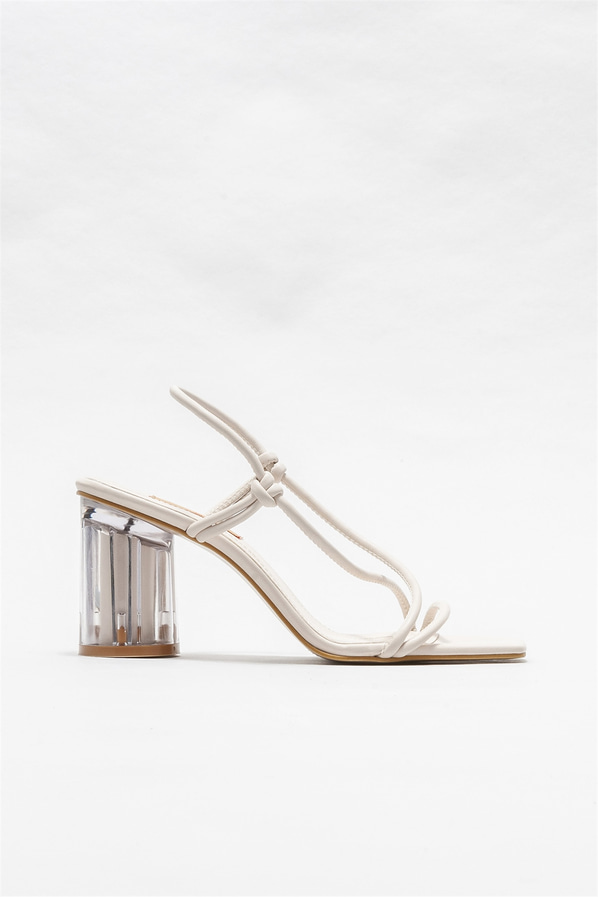 Bej topuklu kadın sandalet, günlük kullanım için - Elle Shoes