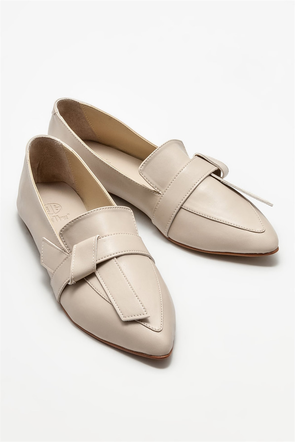 Bej kadın loafer - Elle Shoes