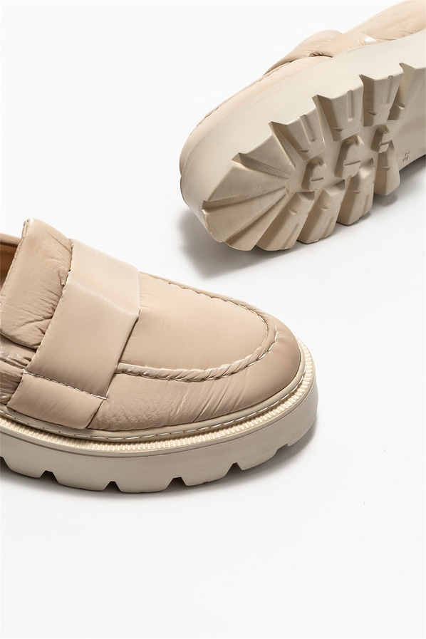 Bej kadın loafer - Elle Shoes
