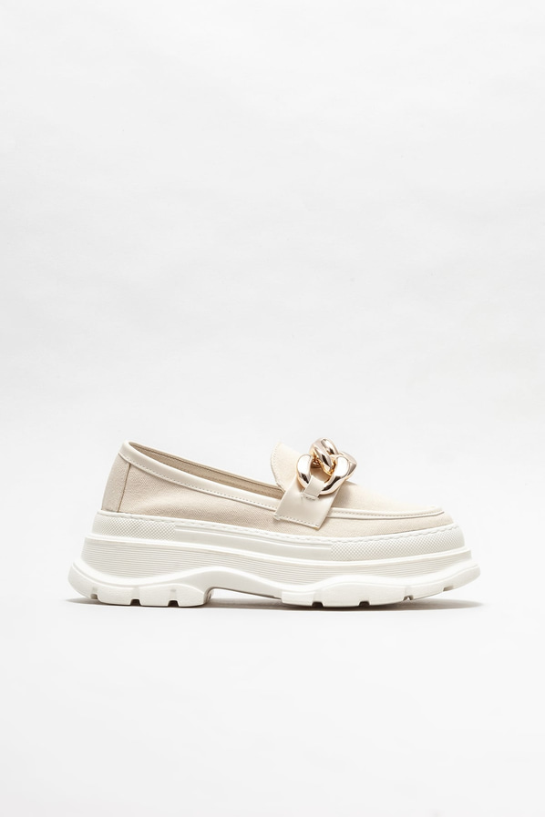 Bej kadın loafer - Elle Shoes